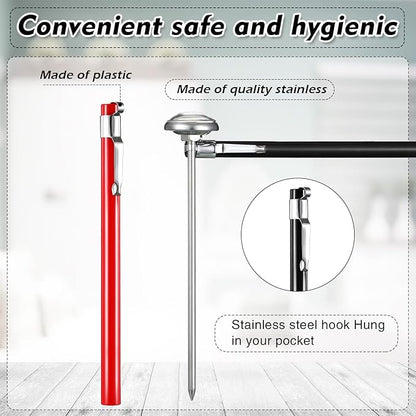 Xuhal 6 Pcs Stainless Steel Kitchen Thermometer with 5 Inch Long Stem 1 Inch Dial Thermometer Milk Frothing Food for Oven Probe Meat Grill BBQ Cooking Chocolate Water(Black, Red, White)