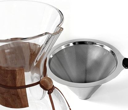 AGOGO Pour Over Coffee Maker Glass - 6/8/10 Cup Barista Kit with 304 Stainless Filter for Home, Office, Camping, Cafes - Easy Clean Coffee Dripper Set (Rag&Brush Included) (10 Cup/34oz)