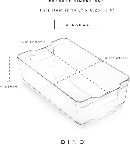 BINO Stackable Multi-Use Storage Organizer Bins, Plastic , BPA-Free, THE STACKER COLLECTION For Pantry / Home Organization, Fridge / Freezer Organizer - 8 Pack