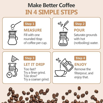 Pour Over Coffee Maker 27 OZ, 8 Cup Borosilicate Glass Drip Coffee Maker with Reusable Stainless Steel Filter and Cork Grip for Home Café 800 ML