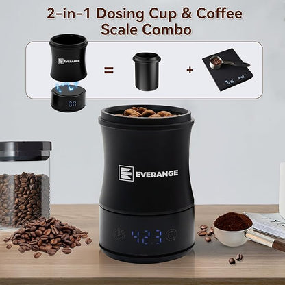 Digital Coffee Scale with Timer - Rechargeable Espresso Scale Precise Pour Over & Drip Coffee Scale, LED Display, Includes Dosing Cup, Black