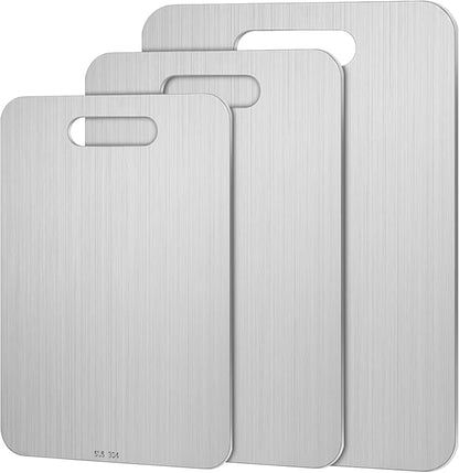 3 Pcs Stainless Steel Cutting Board for Kitchen 304 Steel Chopping Dishwasher Safe Metal Cutting Board Set for Kitchen Meat Fruit Vegetable (15.4''x11'',13.4"x9",11.8"x7.9")