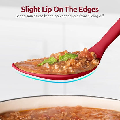 U-Taste 600ºF Heat Resistant Wok Spatula: 13.76" Long, 3.63" Wide Silicone Cooking Utensils with Flexible Edge & Sturdy Core, for Kitchen Stir Fry, Serving, Scoop, in Non-Stick Pan, Carbon Steel (Red)