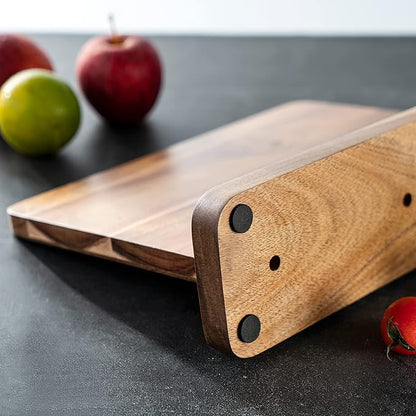 Magnetic Knife Block Kitchen Knife Holder Rack Without Knives- Natural Acacia Knife Storage Organizer with Powerful Magnets for Cutlery Display and Storage