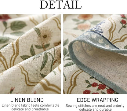 ISAENNE Designer Linen Long Rectangle Tablecloth,Western Colorful Floral Indoor Table Cloth,Wrinkle Resistant Decor Tablecloths for Dining Thanksgiving Kitchen Christmas,63"*94"-Serenity B