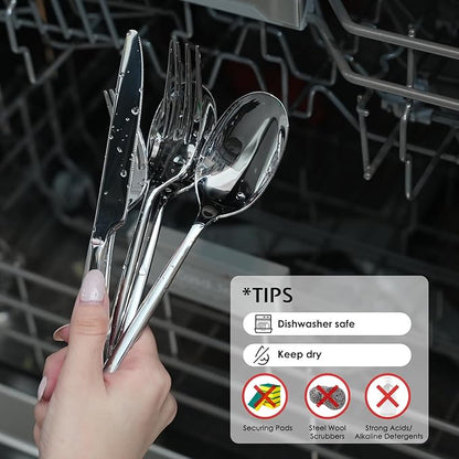 KINGSTONE Silverware Set, 40-Piece Forged Flatware Set Cutlery Set Premium Stainless Steel, Service for 8, for Kitchen, Home, Wedding, Party, Mirror Polished and Dishwasher Safe