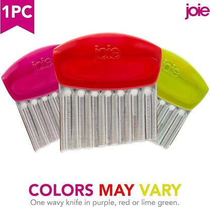 Joie Crinkle Cutter Knife, Wavy Slicer for Potatoes, Vegetables and Fruits, Great for Kids First Cutting Tool, Fun Kitchen Gadget, Stainless Steel, BPA-Free, Colors May Vary