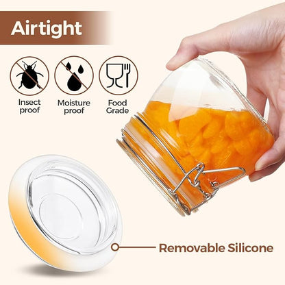ComSaf Airtight Glass Jars with Lids 17oz Small Food Storage Container Set of 6 - Airtight Canister with Clear Preserving Seal Wire Clip Fastening for Kitchen Canning Pickling Mason jars