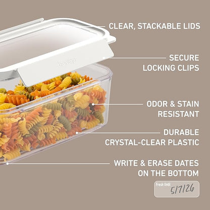 Bentgo Pantry - 22-Piece Airtight Food Storage Containers, Clear and Stackable Kitchen and Pantry Organization Set, Locking Lids for Freshness, Bonus Cereal Lid & Scoop, BPA-Free Plastic (Snow)
