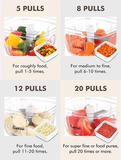 Manual Pull Food Chopper, Hand Pull String Onion Chopper Dicer for Kitchen, Easy Cleaning Food Chopper for Vegetables, Fruits (500 ML)