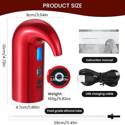 3-in-1 Electric Wine Aerator, Decanter & Dispenser Set – USB Rechargeable Automatic Wine Pourer, Ideal Gift for Wine Lovers