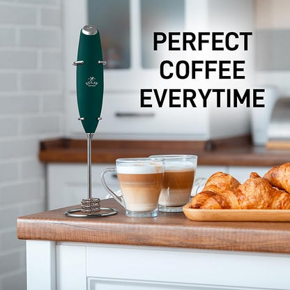 Zulay Kitchen Patented Tornado Triple Whisk Milk Frother with 4 Duracell Batteries – Handheld Foam Maker for Coffee, Lattes, Matcha & Hot Chocolate – Rich, Creamy Froth in Seconds