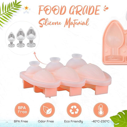 Hoolerry Ice Cube Molds Cube Trays Fun Shapes Silicone Ice Ball Maker with Lid for Whiskey Cocktails Juice Drinks Beverage Crafting Accessories White Elephant Gifting(Skin Color,Multi-size)