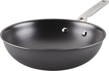 KitchenAid NITRO Carbon Steel Stir Fry Pan/Wok, Stainless Steel Handle, Compatible with All Cooktops, 10 Inch - Black
