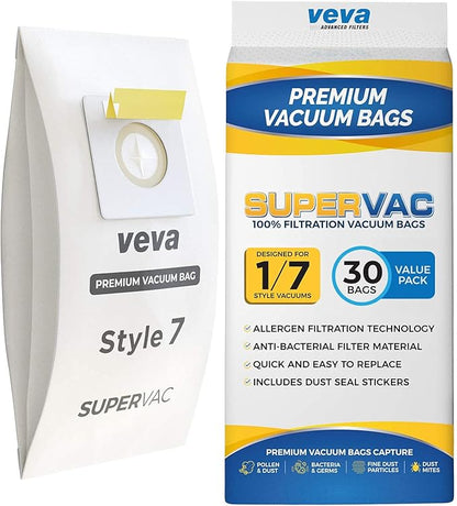 30 Pack Style 7 Vacuum Bags for Bissell Upright Vacuum Cleaner, Premium SuperVac Vacuum Bags Part # 32120