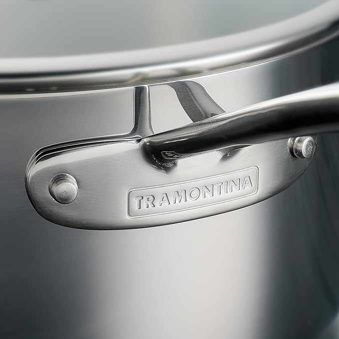 Tramontina Tri-Ply Clad Stainless Steel 10-Piece Cookware Set with Glass Lids, Pots and Pans Kitchen Set, Induction-Ready, Dishwasher-Safe, NSF-Certified