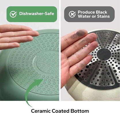 Redchef Nonstick Frying Pan Skillet, Ceramic Non-Stick Saute Pans, 9.5 inch Cooking Fry Pan with Stay Cool Handle, All Stovetops, Dishwasher/Oven Safe, PFAS-Free, Non Toxic (Green)