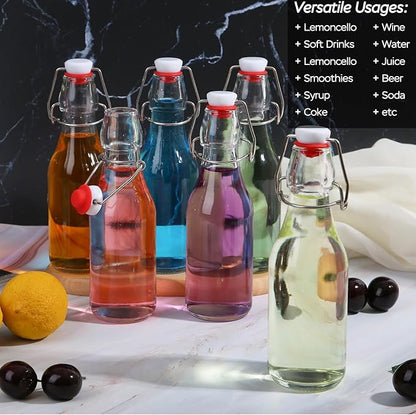 12 Pack 8.5 oz swing top glass bottles,flip top glass bottle with airtight lid for home brewing,kombucha,kefir,vanilla extract,beer,oil,vinegar,homemade juices,soda,beverages,2nd fermentation