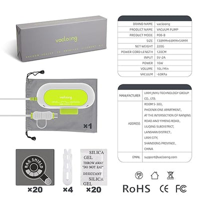 Vacuum-Sealed 3D Printing Filament Kit, 20 Packs Lightproof Storage Bags with Vacuum Pump, Moisture-Proof Bags, Sorting & Storage of PA/DP/PC/PLA/ABS/TPU/ASA/PETG with Desiccant