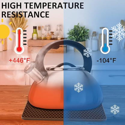 4 Pack Silicone Trivet Mats, Heat Resistant Silicone Hot Pot Holders Hot Pads for Kitchen Countertop, Non-Slip Brown Trivets for Pots and Pans, Hot Plate Mat Coffee Trivet Food Grade Silicone Mat