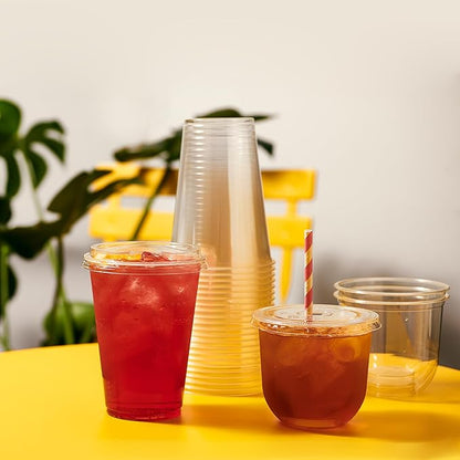 TOSSWARE NATURAL Arc - Plant Based Clear Cold Cups 16 oz - Plastic Alternative for Parties, Bachelorettes, Weddings - Recyclable - Set of 50