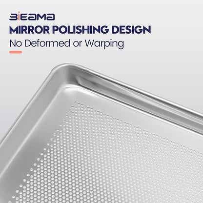 6 Pack Half Size 18" x 13" Aluminum Baking Sheet Pan Perforated, Commercial Bakery Equipment Cookie Sheets, NSF Approved Baking Tray