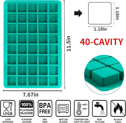 Sidosir 3Pcs Square Caramel Candy Mold Silicone, 40-Cavity Gummy Silicone Molds for Fat Bombs, Chocolate Truffles Mold for Hard Candy, Ice Cube
