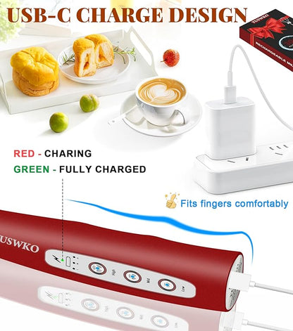YUSWKO Milk Frother Handheld for Coffee, Rechargeable Drink Mixer with 3 Heads 3 Speeds Electric Coffee Frother Whisk, Gift for Many Occasions and Festival