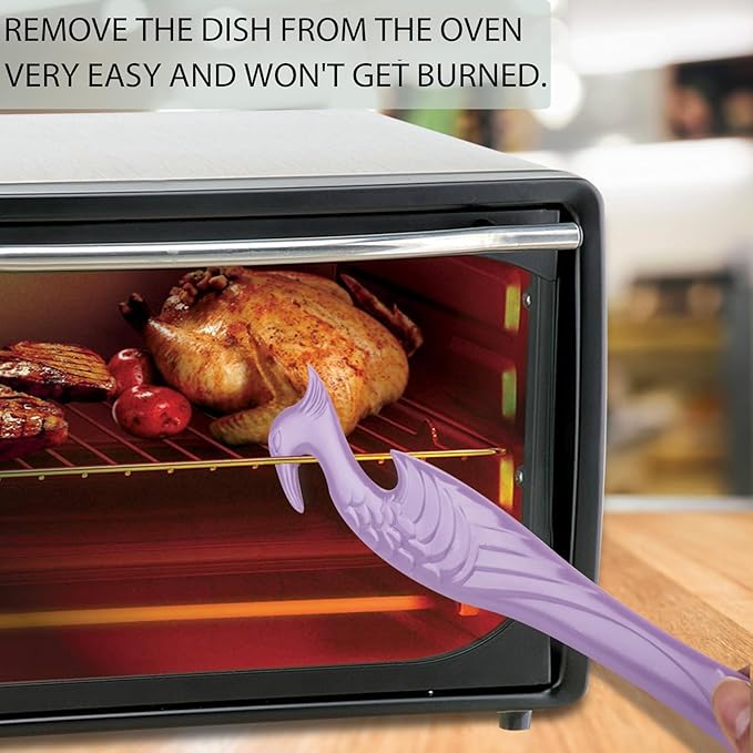 Oven Rack Push Pull Tool 2-Pack (11 Inch) - Longer Handle Suitable for Toaster Oven, air Fryer, Toaster (violet)