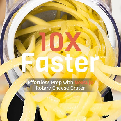 Rotary Cheese Grater Hand Crank, 3 Blades Slicer Shredder, Cheese Grater for Kitchen, Multi-Functional Kitchen Tool for Vegetables, Nuts, Chocolate, with Strong Suction Base, Black