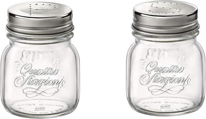 Bormioli Rocco 357760CBD021990 Quattro Stagioni Jar with Salt & Pepper Stainless Lid - Sleeve of 2, 5 oz, Clear