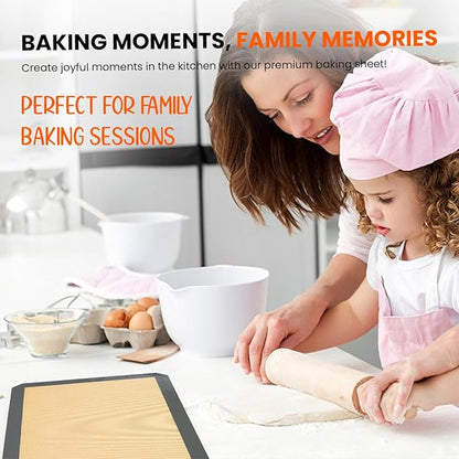 2 Half Sheet Nonstick Silicone Baking Mats and Microwave Toaster Oven Pizza Mat Circle 9" - Thick Heavy Duty Silicone Baking Sheet Non Stick 1/2 for Macaron Cookie - 3 Pack Reusable Cooking Pads