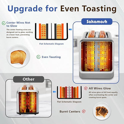 Smart Toaster 4 Slice, Touch Screen, Digital Toasters with 6 Browning Levels & 5 Bread Types, Bagel, Extra Long Wide Slots, Memory Function, Timer, 1400W, Stainless Steel