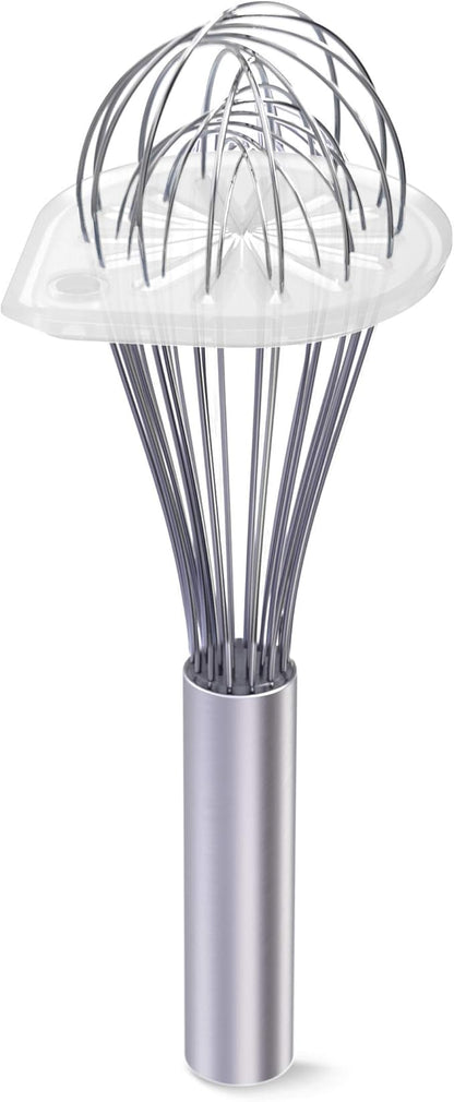 Whisk Wiper - Wipe a Whisk Easily - Multipurpose Kitchen Tool Made In USA - Includes 11" Stainless-Steel Whisk - Cool Baking Gadget, A Great Gift For Men & Women (2pc Whisk Wiper Set, Clear)