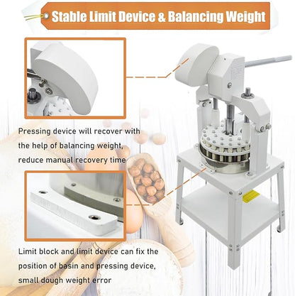 Commercial Dough Divider 36PCS Dough Cutting Machine 1.06oz-5.64oz Manual Dough Dividing Machine with 30-160g Dough Weight Range for Baking, 36PCS