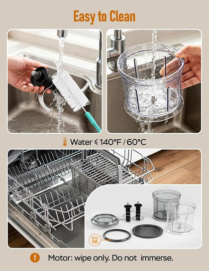 Food Processor, Electric Food Chopper with 2 Bowls (2 × 4 Cup) & 2 Dual-Layer S-Blade Sets, Meat Grinder & Vegetable Chopper for Meat, Onions, Garlic, Nuts, Salad & Baby Food
