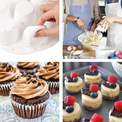 Silicone Egg Bite Molds Air Fryer Muffin Pan for Baking Non-Stick Silicone Egg Molds 7 Cups Air Fryer Cupcake Mold for Mini Muffins, Tart, Mini Cupcake BPA Free