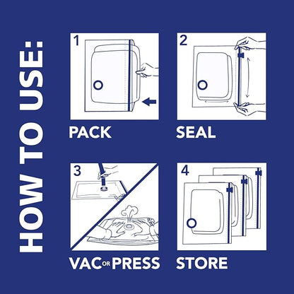 Hefty Shrink-Pak Vacuum Storage Bags – For Clothes, Pillows, Towels, Blankets & More – Space Saver Vacuum Suction Sealer Bags for Home or Travel – 4 Jumbo Cubes, 43.5 x 34 x 18 Inches