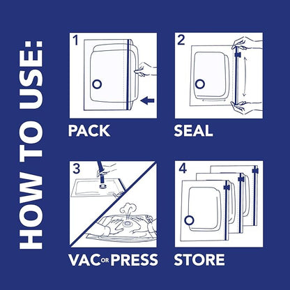 Hefty Shrink-Pak Vacuum Storage Bags - Space Saver for Under Bed Storage, Clothing and Comforters, Odor Resistant, 3X More Storage Space - 3 XL Cubes Bags