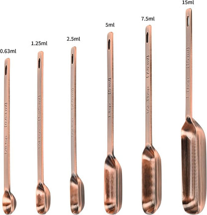Copper Measuring Cups and Spoons Set, Stainless Steel Measuring Cups and Spoons Set 12, Metal Measuring Cups Set, 5 Copper Measuring Cup Set and 6 Copper Measuring Spoons &Leveler for Kitchen