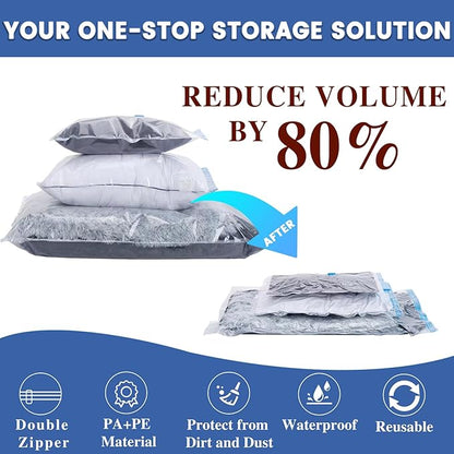 8 Pack XXL Jumbo Vacuum Storage Bags, Extra Jumbo Space Saver Bags Compression for Comforters, Bedding and Blankets, Extra Large Vacuum Sealed Bags for Huge Stuffed Toy (47x35 in)