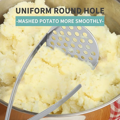 Joyoldelf Heavy Duty Potato Masher, Stainless Steel Integrated Masher Kitchen Tool & Food Masher/Potato Smasher with Non-slip Handle, Perfect for Bean, Vegetable, Fruits, Baby Food, Avocado, Meat