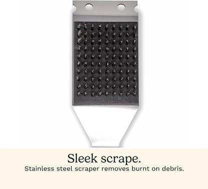 Cuisinart Stainless Steel 16.5" Long Handle Grill Cleaner Brush and Scraper for BBQ, Griddle, Grills, Cookout Tool, Grill Brush for Outdoor Grills BBQ Accessories