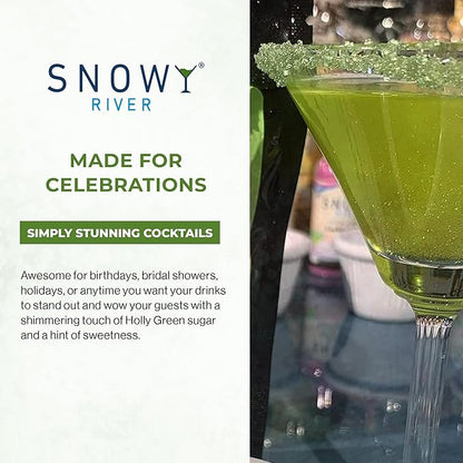 Snowy River Green, Cocktail & Margarita Sugar Rimmer - Vibrant Naturally Colored Sugar for Cocktail Rimming, Baking & Decorating, Medium Crystal - 80oz
