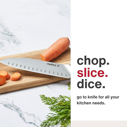Zyliss Comfort Pro Santoku Knife - Ice Hardened Stainless Steel Kitchen Knife - Tarnish-Free and Rust-Resistant Kitchen Cutlery with Antibacterial Handle - Black/Stainless Steel - 7 inches