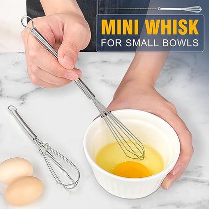 Silicone whisk, Non scratch coated whisk for cooking 7+9+11inch whisks and 3pcs 5+6+7inch 304 stainless steel small whisks, Suitable for Beating, Blending, great for cooking and baking.