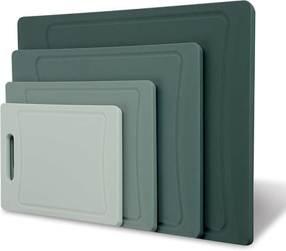 COOK WITH COLOR Non-Slip Cutting Board Set – Kitchen Essentials with Easy Grip Handle for Meat, Veggies, and Fruits, 4 Cutting Boards, Mint