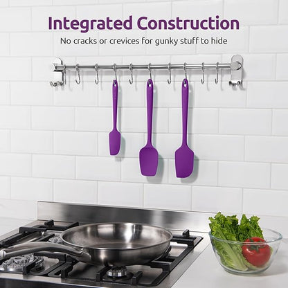 U-Taste Silicone Baking Spatula Set: 480ºF High Heat Resistant, Food Grade Flexible Rubber Kitchen Cooking Mixing Scraper, Food Grade Seamless Utensil for Nonstick Cookware Set of 3 (Purple)