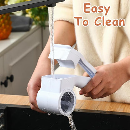 Boao Rotary Cheese Grater Manual Handheld Cheese Grater with Stainless Steel Drum for Grating Hard Chocolate Nuts Kitchen Tool(White)