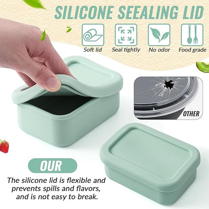 6 Packs 1 Cup Silicone Soup Freezer Molds with Lid Silicone Soup Freezer Trays Rectangle Reusable Food Preserving Tray Freezing Sauces Stews(Sage Green, Beige)